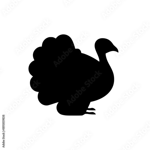 Black silhouette of a turkey bird in flat design vector illustration