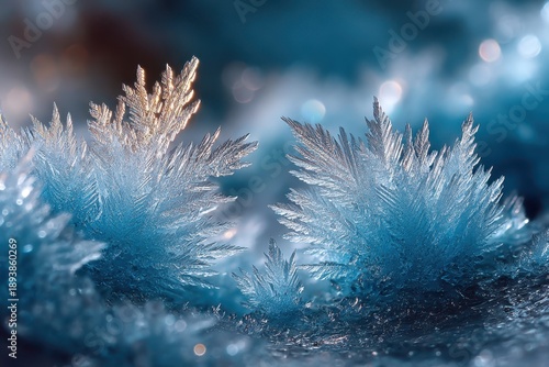 Intricate Ice Crystals on a Frosty Surface