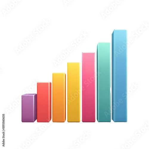 Free Download Colorful, ascending bar graph.  A series of  stacked,  multi-hued bars,  showing upward growth - GFXLoad