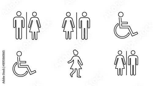 Restroom signs for various users.