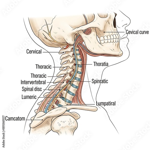 Wallpaper Mural Human Spine Anatomy - Cervical, Thoracic, Lumbar Regions and Spinal Disc. Torontodigital.ca