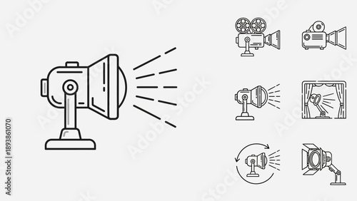 Spotlight on stage with light beam.