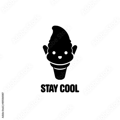 Cute ice cream character staying cool summer vibe flat design vector illustration