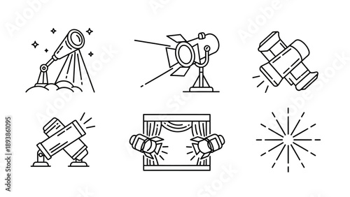 Spotlights on stage shining brightly forward.