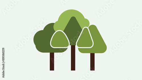 Three Green Trees Side By Side.