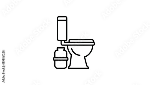 Toilet and toilet brush icon.