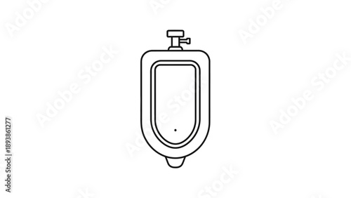 Toilet bowl with lid and handle.