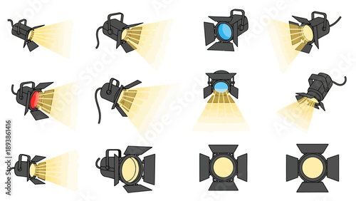 Variety of studio lighting equipment.