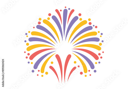 Vibrant Colorful Firework Bursting Celebration Vector Illustration Isolated on White Background