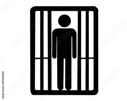 Silhouette of a person getting out of prison, vector illustration.
