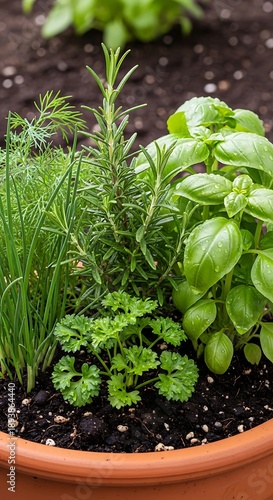 Wallpaper Mural Fresh Herb Garden - Aromatic Basil, Rosemary, and Parsley Growing in a Pot. Torontodigital.ca