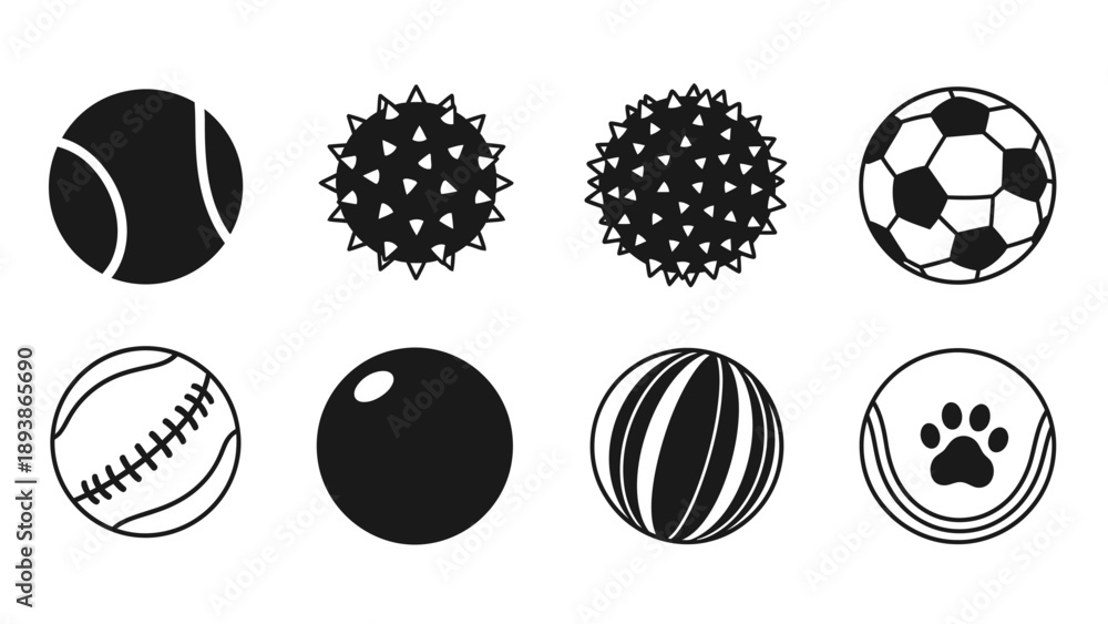 Fototapeta premium Collection of sports balls icons.