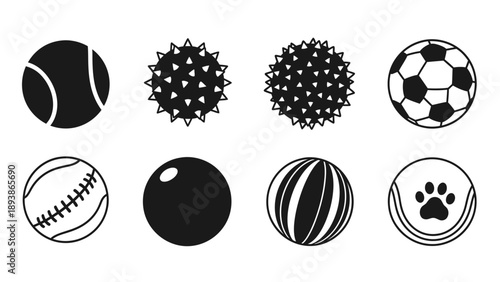 Collection of sports balls icons.