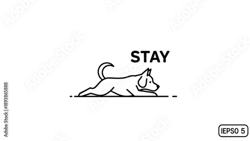 Dog in Stay Position Illustration.