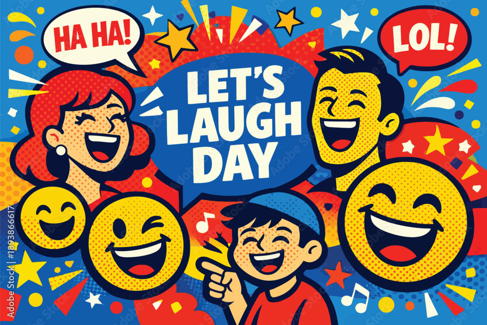 Obraz premium Lets Laugh Day Happy Smiling Fun Celebration Design