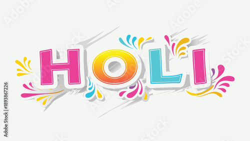 Vibrant holi festival typography with glowing colors and dynamic splashes