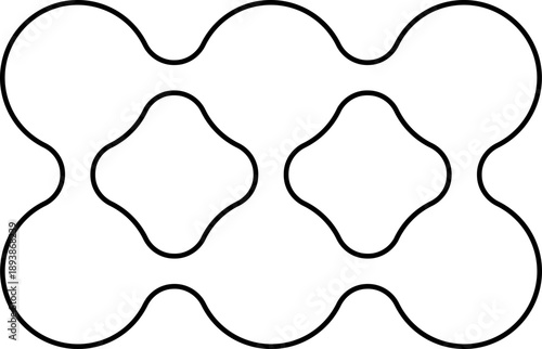 Compact block of outlined circles organized in two short horizontal rows forming a modular structure.