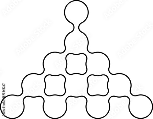 Triangular formation of hollow outlined circles stacked in a small pyramid layout.