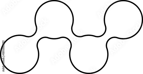 Three outlined circles connected horizontally forming a linear triple arrangement.