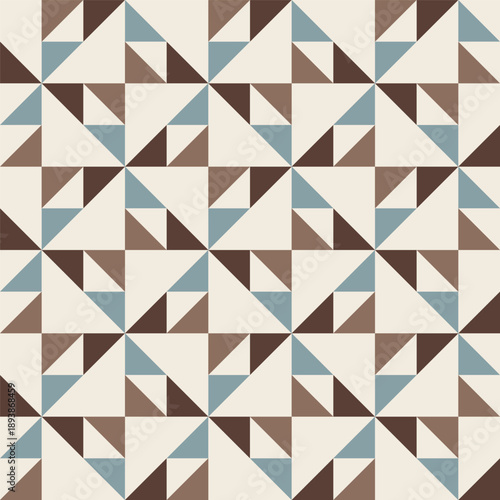 Geometric precision aesthetic, color block tessellation modern seamless vector patterns. Neutral retro colors. Repeatable design for fabric collection, wallpapers,