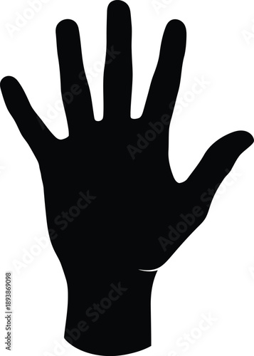 Silhouette of an open human hand showing five fingers