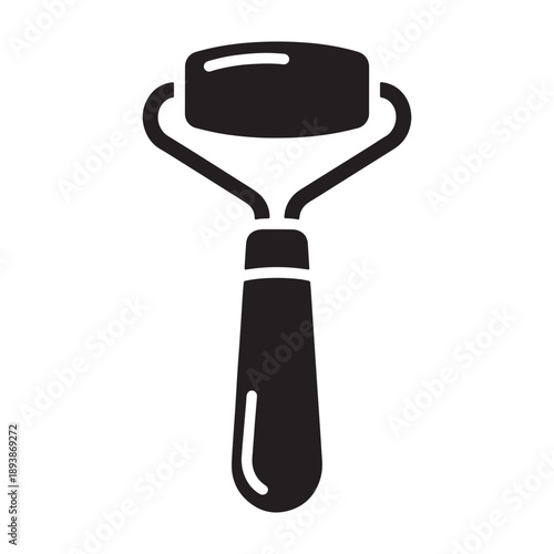 A black and white illustration of a facial roller for skincare silhouette vector shilhoutte icon use as a symbol, web graphic design, and infographic icon