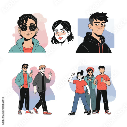 A group of young adults and teenagers in casual clothing posing together