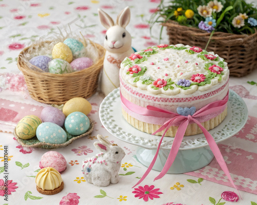 easter bunny and easter eggs