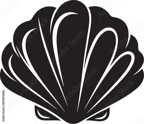 Black and White Scallop Shell Icon Graphic Design Element