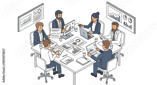 Business Professionals Meeting Around Conference Table.
