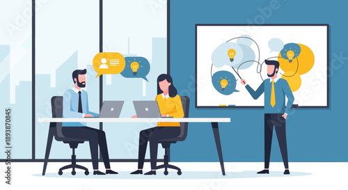 Business Team Discussing Project in Modern Office.