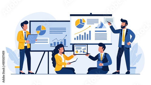 Business Professionals Analyzing Data on Screens.