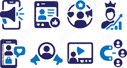 marketing bule icons set vector illustration design collection 