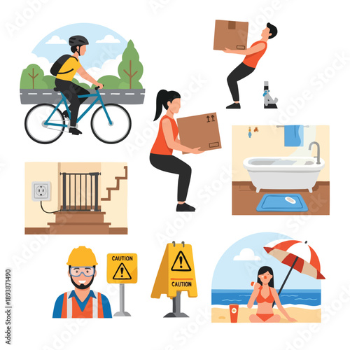 Set of People in Various Life Situations