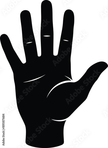 Black silhouette of an open human hand showing five fingers