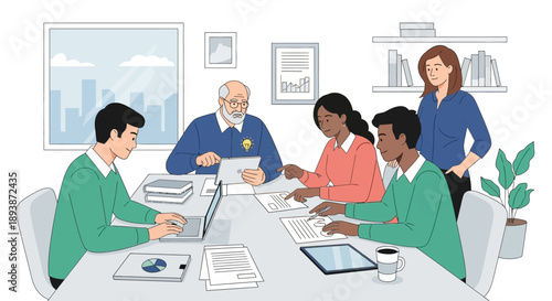 Group of People Meeting Around Table.