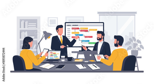 Business Professionals Discussing Project in Meeting Room.