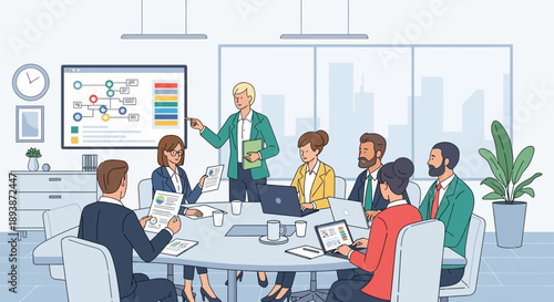 Business Team Meeting Discussion Planning Strategy.