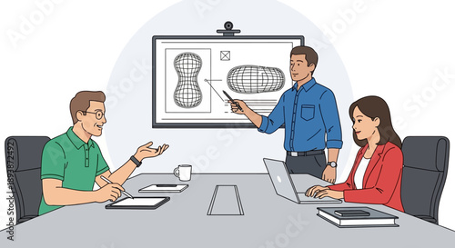 Business Meeting with Presentation and Team Discussion.