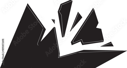 Black and white mountain range with broken peak illustration