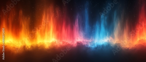 Vibrant Aurora Borealis Effect with Fiery Red and Cool Blue Hues northern lights night