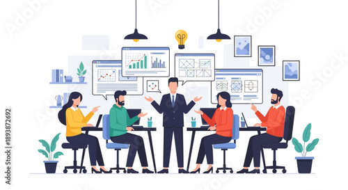 Business Team Working Together in Office.