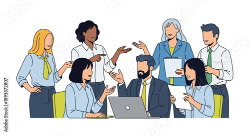 Diverse Business Team Meeting Around Laptop.