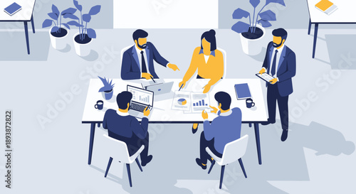 Business Professionals Meeting Around Table.