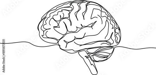 A line drawing of a brain partially submerged in water
