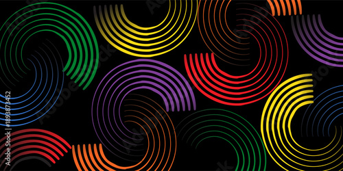 colorfull abstract lines background, gradients line, rainbow colors, simple random shapes in bright childish colors