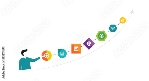Vector illustration of business growth concept with icons
