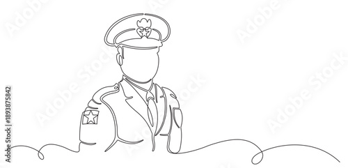 portrait of sailor in uniform, continuous line vector