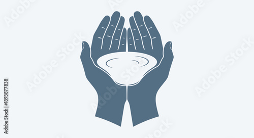 Water Conservation: A symbolic illustration depicts two cupped hands gently cradling water, representing the importance of water resources and environmental stewardship.