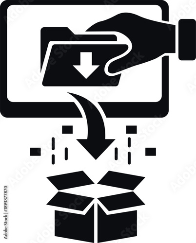 Digital File Download and Package Delivery Icon